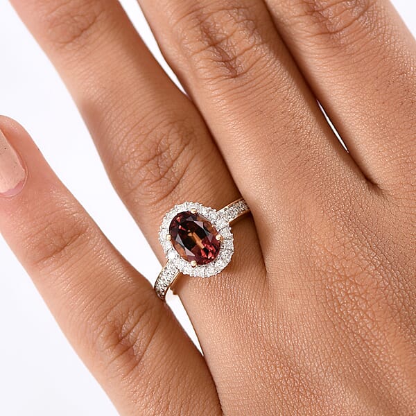 Certified & Appraised AAA Byzantine Tourmaline And G-H SI Luxuriant Lab Grown Diamond 2.75 Ctw Ring In 10K Yellow Gold