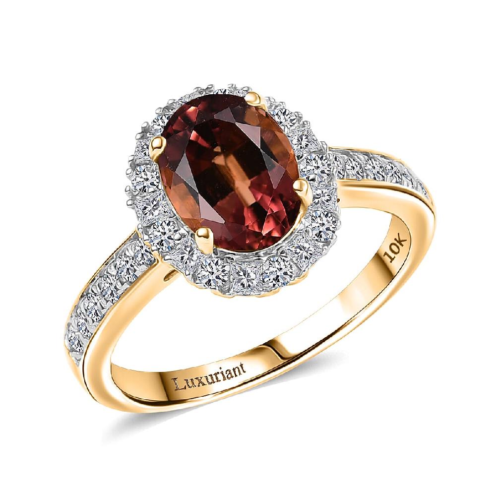 Certified & Appraised AAA Byzantine Tourmaline and G-H SI Luxuriant Lab Grown Diamond 2.75 ctw Ring in 10K Yellow Gold