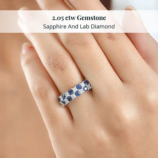 Certified & Appraised AAA Ceylon Sapphire And Luxuriant Diamond G-H SI 2.05 Ctw Ring In 10K White Gold