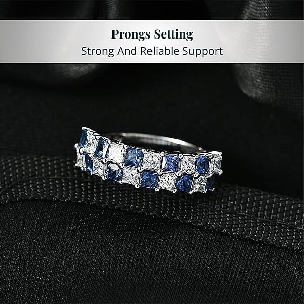 Certified & Appraised AAA Ceylon Sapphire And Luxuriant Diamond G-H SI 2.05 Ctw Ring In 10K White Gold