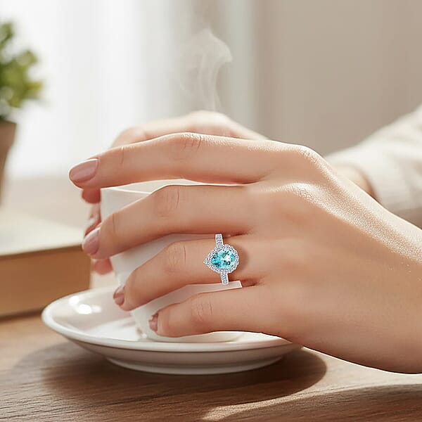 Certified & Appraised AAA Espirito Aquamarine And Luxuriant Lab Grown Diamond G-H SI 2.60 Ctw Ring In 10K White Gold