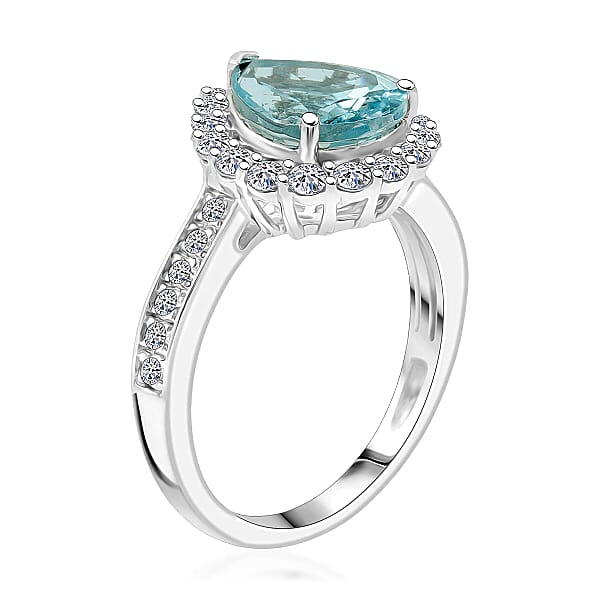 Certified & Appraised AAA Espirito Aquamarine And Luxuriant Lab Grown Diamond G-H SI 2.60 Ctw Ring In 10K White Gold