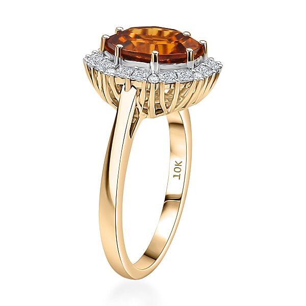 Certified & Appraised AAA Golden Turkizite And Luxuriant Lab Grown Diamond G-H SI 4.15 Ctw Ring In 10K Yellow Gold