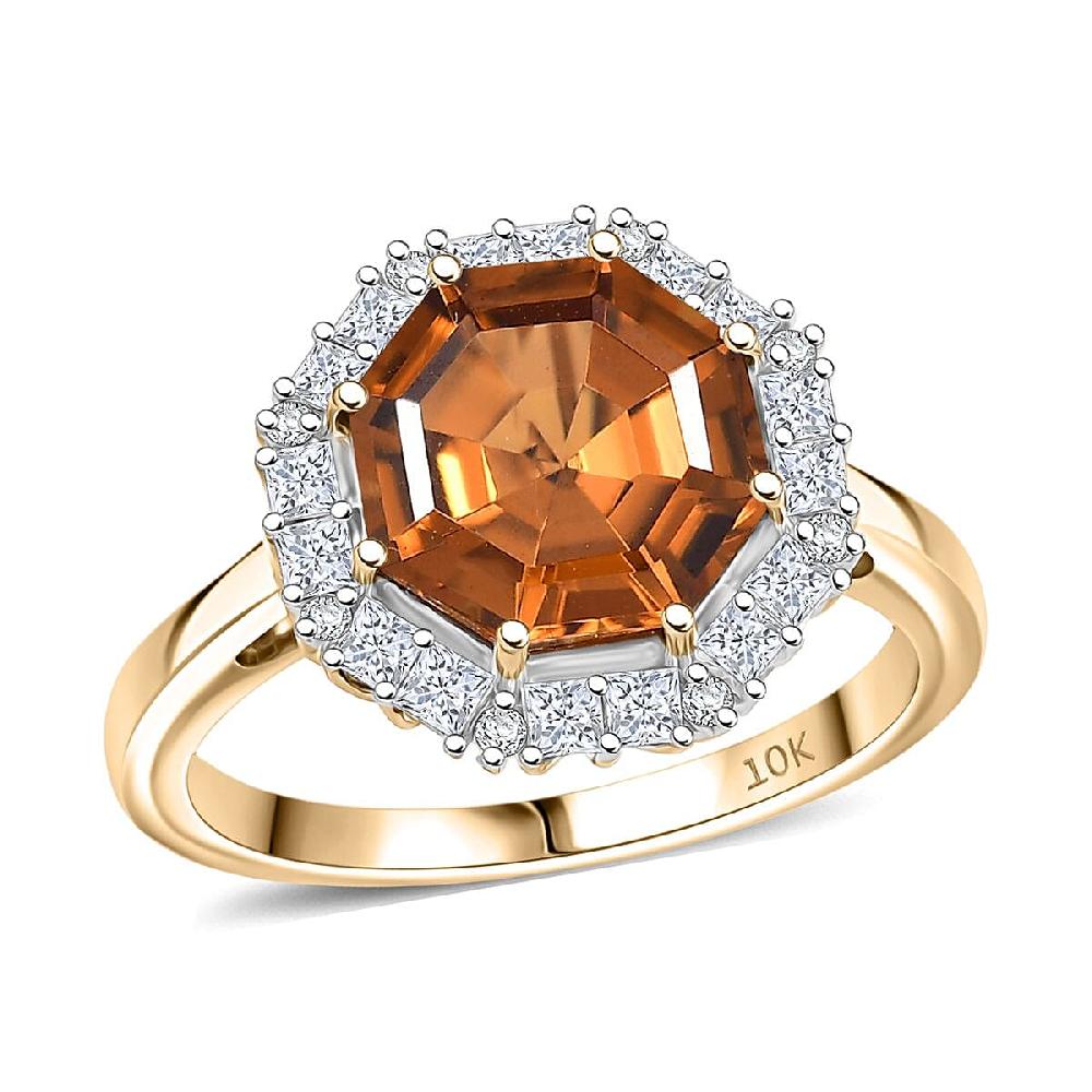 Certified & Appraised AAA Golden Turkizite And Luxuriant Lab Grown Diamond G-H SI 4.15 Ctw Ring In 10K Yellow Gold