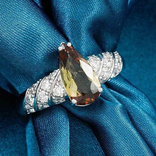 Certified & Appraised AAA Jenipapo Andalusite And Luxuriant Lab Grown Diamond VS 2.60 Ctw Ring In 10K White Gold
