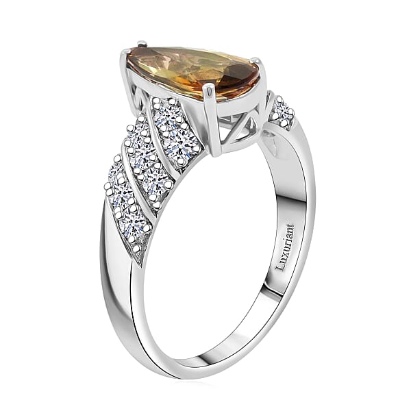 Certified & Appraised AAA Jenipapo Andalusite And Luxuriant Lab Grown Diamond VS 2.60 Ctw Ring In 10K White Gold