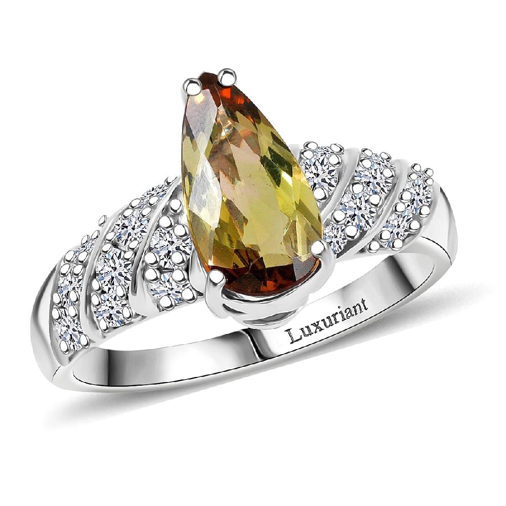 Certified & Appraised AAA Jenipapo Andalusite and Luxuriant Lab Grown Diamond VS 2.60 ctw Ring in 10K White Gold