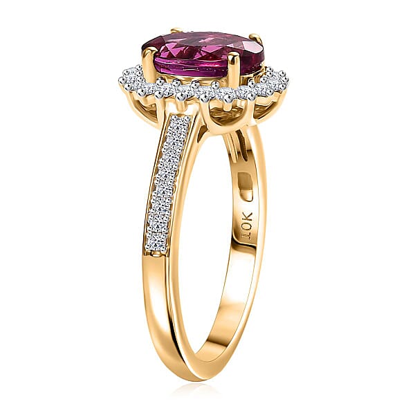 Certified & Appraised AAA Luxuriant Bixbite (LG) And E-F VS Lab Grown Diamond 2.15 Ctw Ring In 10K Yellow Gold