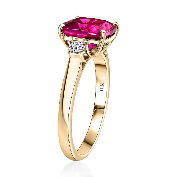 Certified & Appraised AAA Luxuriant Bixbite (LG) And Lab Grown Diamond E-F VS 3.09 Ctw Ring In 10K Yellow Gold