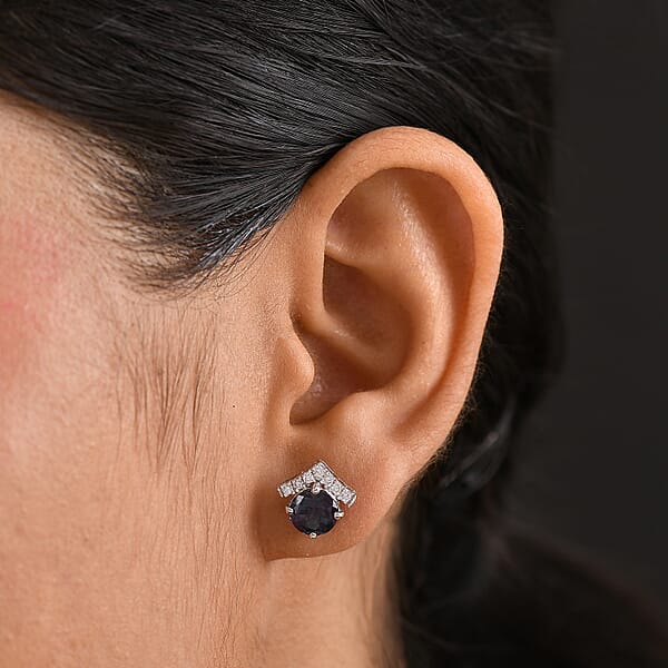 Certified & Appraised AAA Luxuriant Lab Grown Alexandrite And G-H SI Lab Grown Diamond 3.54 Ctw Earrings In 10K White Gold