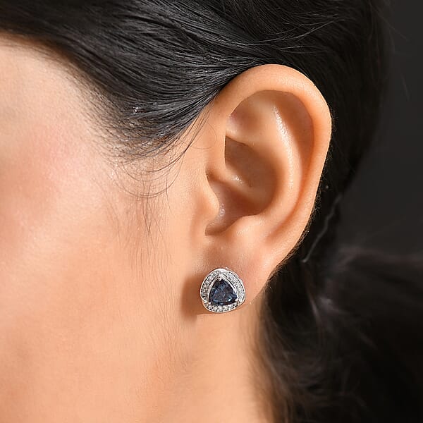 Certified & Appraised AAA Luxuriant Lab Grown Alexandrite And G-H SI Lab Grown Diamond 3.20 Ctw Earrings In 10K White Gold