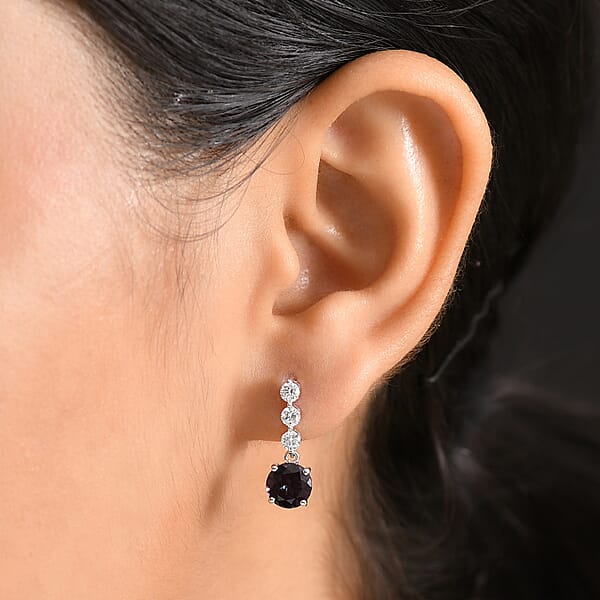 Certified & Appraised AAA Luxuriant Lab Grown Alexandrite And G-H SI Lab Grown Diamond 3.93 Ctw Earrings In 10K White Gold
