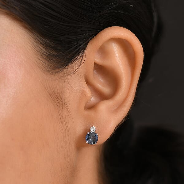 Certified & Appraised AAA Luxuriant Lab Grown Alexandrite And G-H SI Lab Grown Diamond 2.68 Ctw Earrings In 10K White Gold