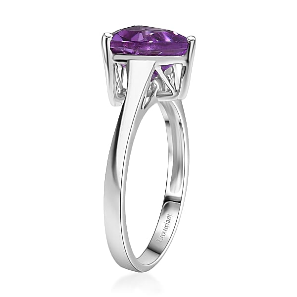 Certified & Appraised AAA Luxuriant Lab Grown Purple Sapphire 3.90 Ctw Solitaire Ring In 10K White Gold