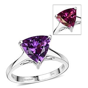 Certified & Appraised AAA Luxuriant Lab Grown Purple Sapphire 3.90 Ctw Solitaire Ring In 10K White Gold