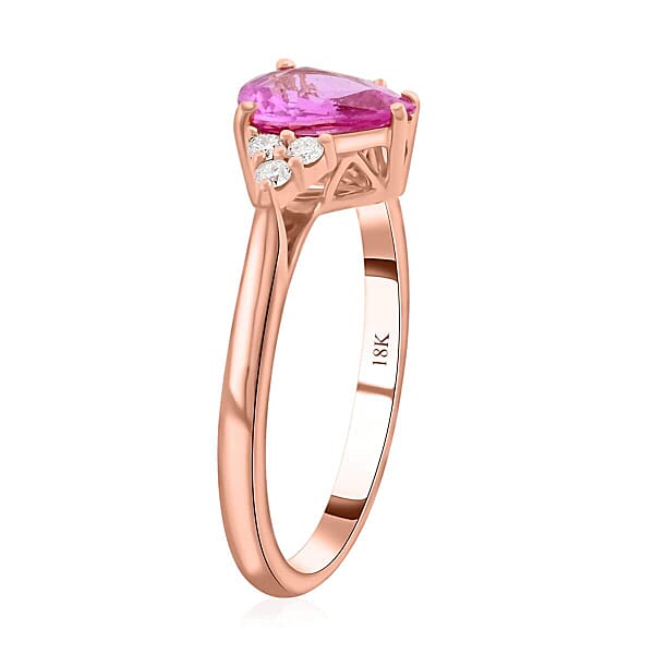 Certified & Appraised AAA Madagascar Pink Sapphire And SI Diamond 1.25 Ctw Ring In Iliana 18K Rose Gold