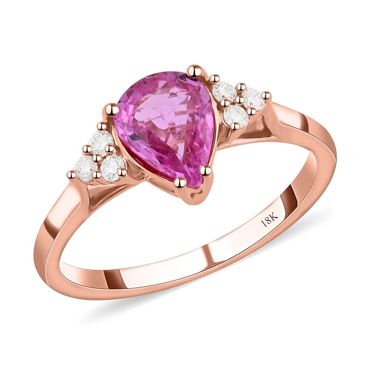 Certified & Appraised AAA Madagascar Pink Sapphire and SI Diamond 1.25 ctw Ring in Iliana 18K Rose Gold