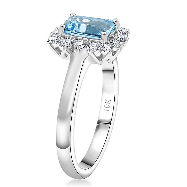 Certified & Appraised AAA Mangoro Aquamarine And Luxuriant Lab Grown Diamond G-H SI 1.84 Ctw Ring In 10K White Gold