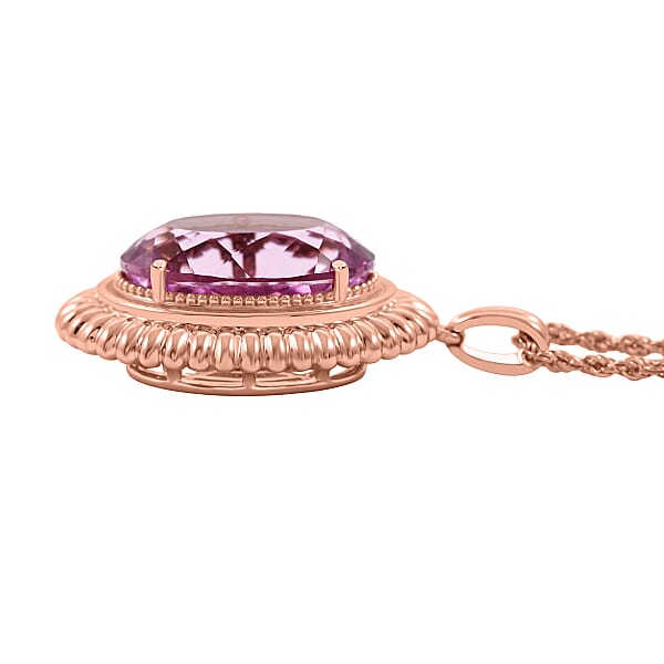 Certified & Appraised AAA Martha Rocha Kunzite 15.11 Ctw Pendant Necklace In 10K Rose Gold 6.43 Grams 18 Inches