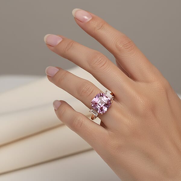 Certified & Appraised AAA Martha Rocha Kunzite And Luxuriant Lab Grown Diamond E-F VS 10.00 Ctw Ring In 10K Rose Gold