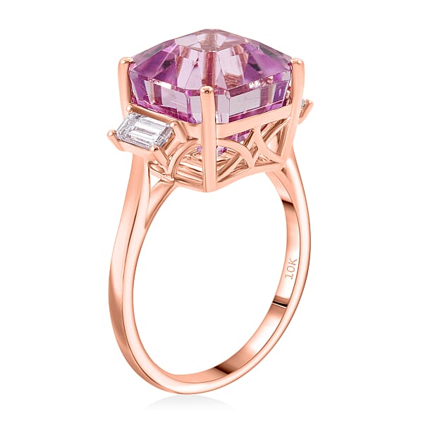 Certified & Appraised AAA Martha Rocha Kunzite And Luxuriant Lab Grown Diamond E-F VS 10.00 Ctw Ring In 10K Rose Gold