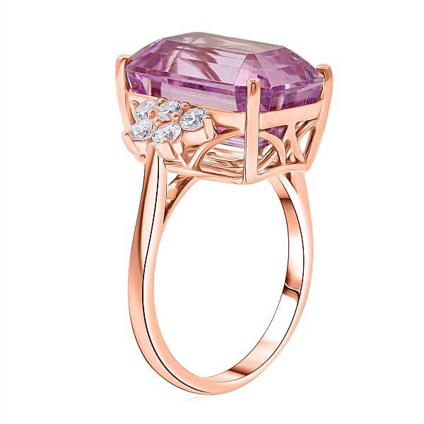 Certified & Appraised AAA Martha Rocha Kunzite And Luxuriant Lab Grown Diamond E-F VS 10.00 Ctw Ring In 10K Rose Gold