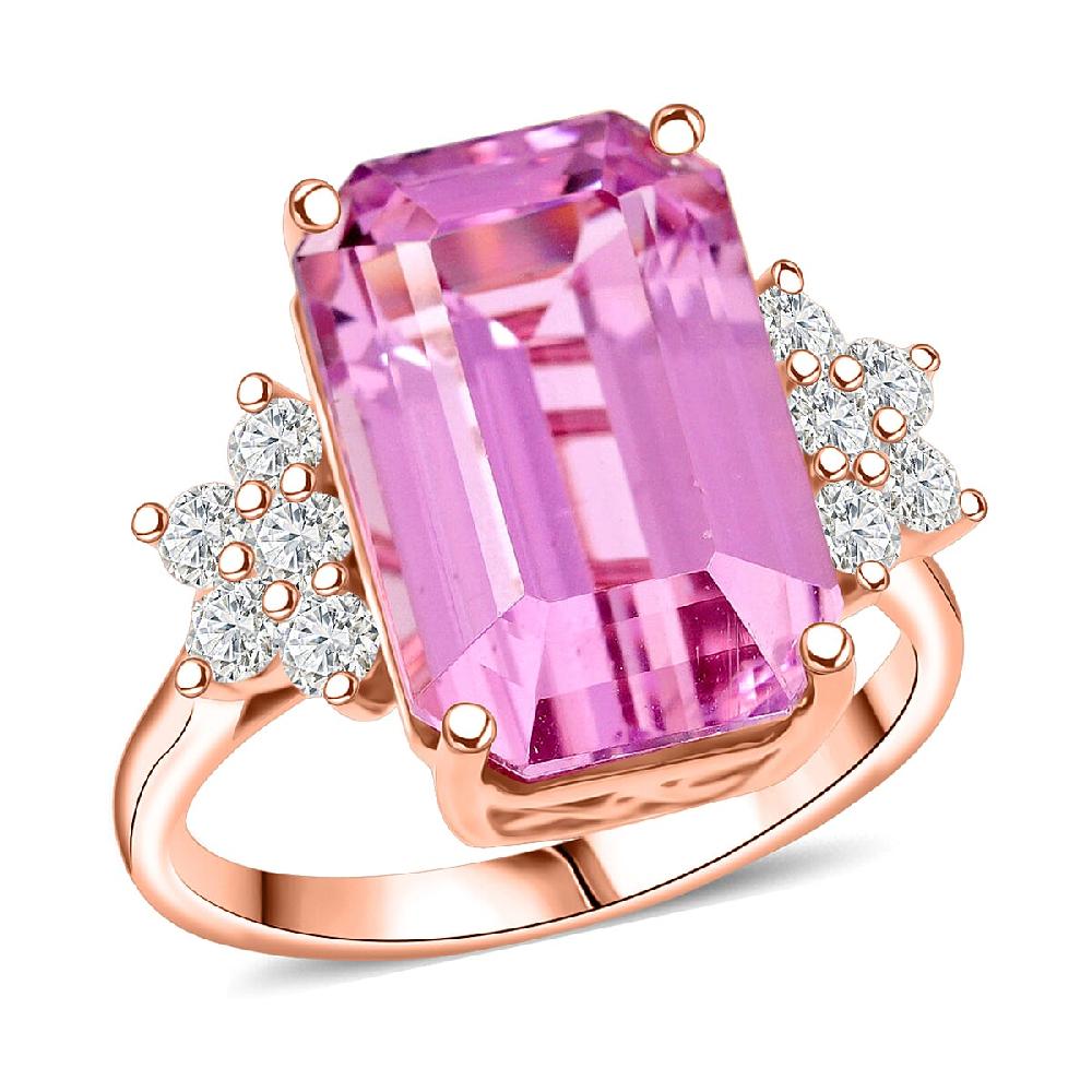 Certified & Appraised AAA Martha Rocha Kunzite and Luxuriant Lab Grown Diamond E-F VS 10.00 ctw Ring in 10K Rose Gold