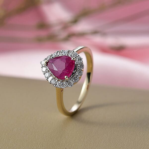 Certified & Appraised AAA Montepuez Ruby And Luxuriant Lab Grown Diamond G-H SI 2.07 Ctw Ring In 10K Yellow Gold