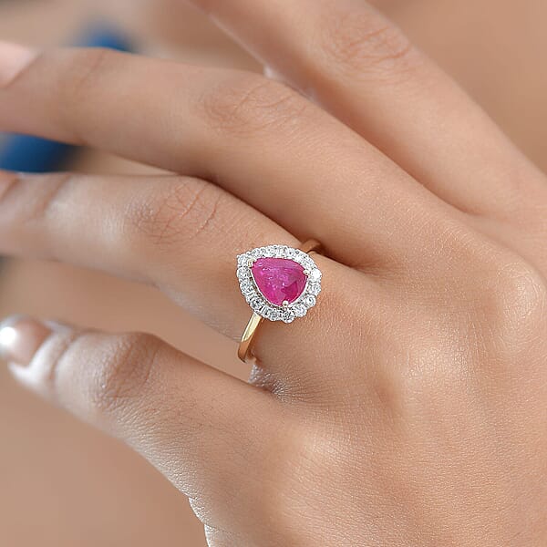 Certified & Appraised AAA Montepuez Ruby And Luxuriant Lab Grown Diamond G-H SI 2.07 Ctw Ring In 10K Yellow Gold