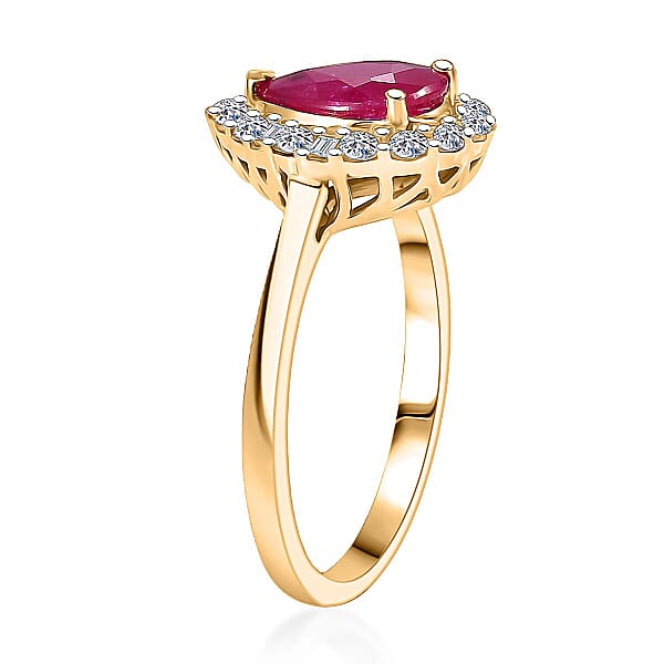 Certified & Appraised AAA Montepuez Ruby And Luxuriant Lab Grown Diamond G-H SI 2.07 Ctw Ring In 10K Yellow Gold