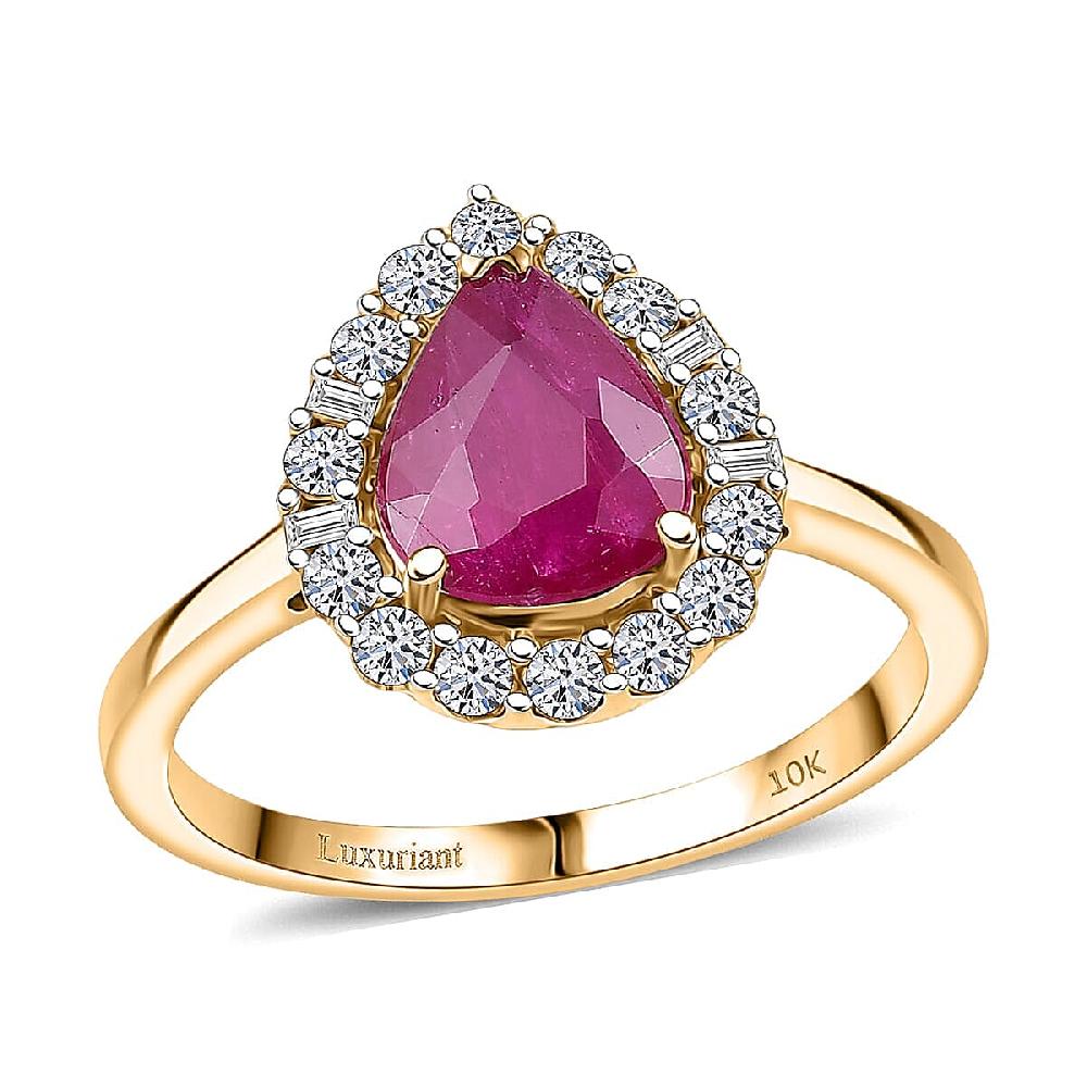 Certified & Appraised AAA Montepuez Ruby and Luxuriant Lab Grown Diamond G-H SI 2.07 ctw Ring in 10K Yellow Gold