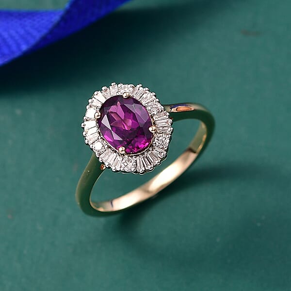 Certified & Appraised AAA Radiant Ember Garnet And G-H SI Luxuriant Lab Grown Diamond 1.80 Ctw Ring In 10K Yellow Gold