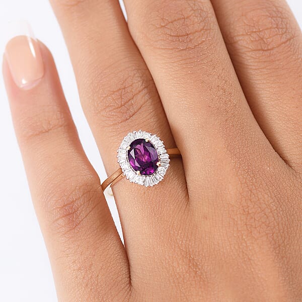 Certified & Appraised AAA Radiant Ember Garnet And G-H SI Luxuriant Lab Grown Diamond 1.80 Ctw Ring In 10K Yellow Gold