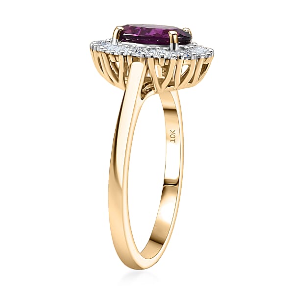 Certified & Appraised AAA Radiant Ember Garnet And G-H SI Luxuriant Lab Grown Diamond 1.80 Ctw Ring In 10K Yellow Gold