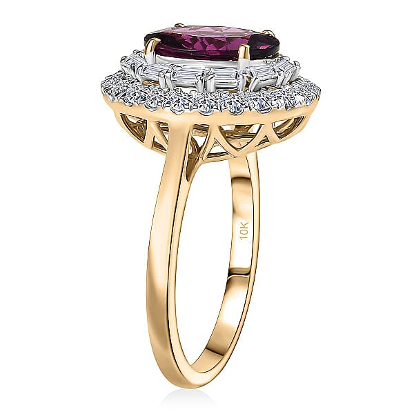 Certified & Appraised AAA Radiant Ember Garnet And Luxuriant Lab Grown Diamond G-H SI 3.63 Ctw Ring In 10K Yellow Gold