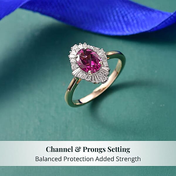 Certified & Appraised AAA Radiant Ember Garnet And Luxuriant Lab Grown Diamond G-H SI 1.83 Ctw Ring In 10K Yellow Gold