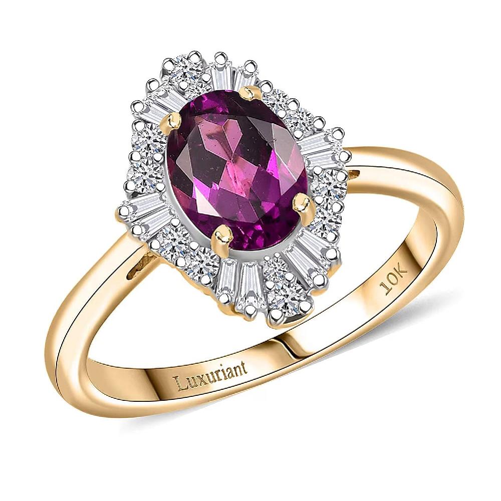 Certified & Appraised AAA Radiant Ember Garnet and Luxuriant Lab Grown Diamond G-H SI 1.83 ctw Ring in 10K Yellow Gold
