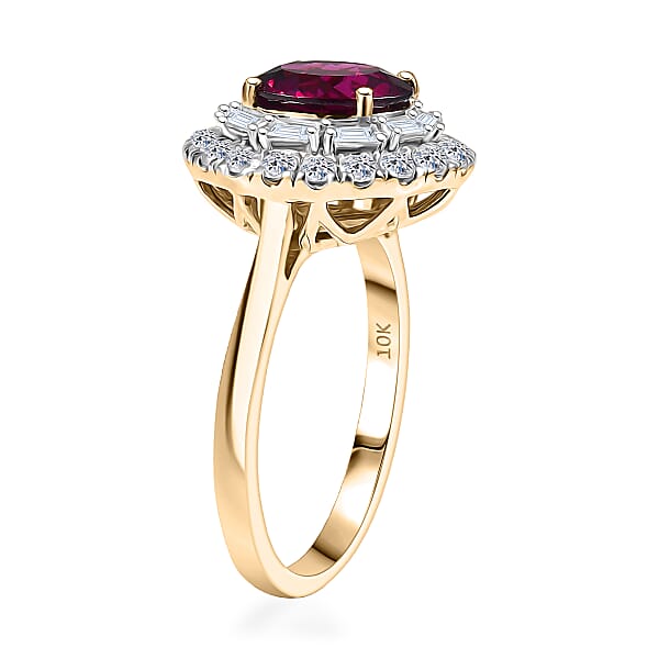 Certified & Appraised AAA Radiant Ember Garnet And Luxuriant Lab Grown Diamond G-H SI 2.93 Ctw Ring In 10K Yellow Gold