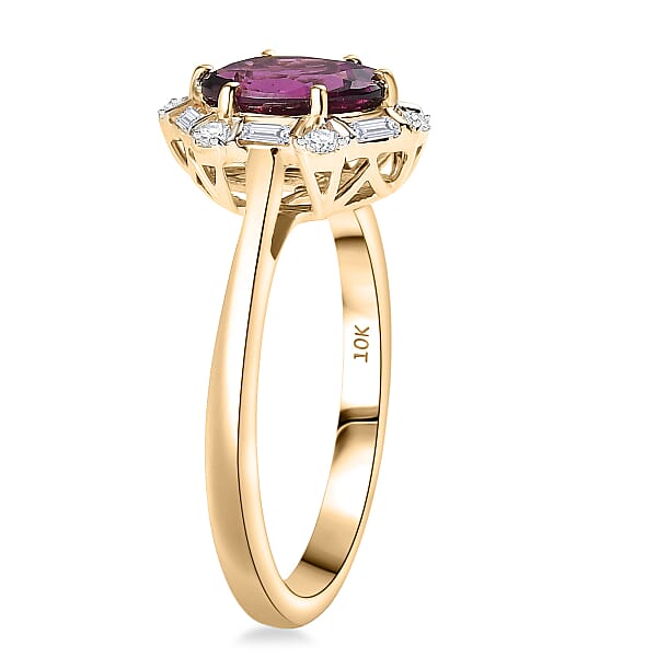 Certified & Appraised AAA Radiant Ember Garnet And Luxuriant Lab Grown Diamond G-H SI 1.65 Ctw Ring In 10K Yellow Gold