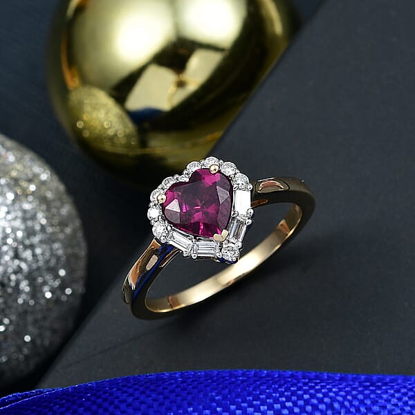 Certified & Appraised AAA Radiant Ember Garnet And Luxuriant Lab Grown Diamond G-H SI 1.53 Ctw Ring In 10K Yellow Gold