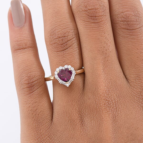 Certified & Appraised AAA Radiant Ember Garnet And Luxuriant Lab Grown Diamond G-H SI 1.53 Ctw Ring In 10K Yellow Gold