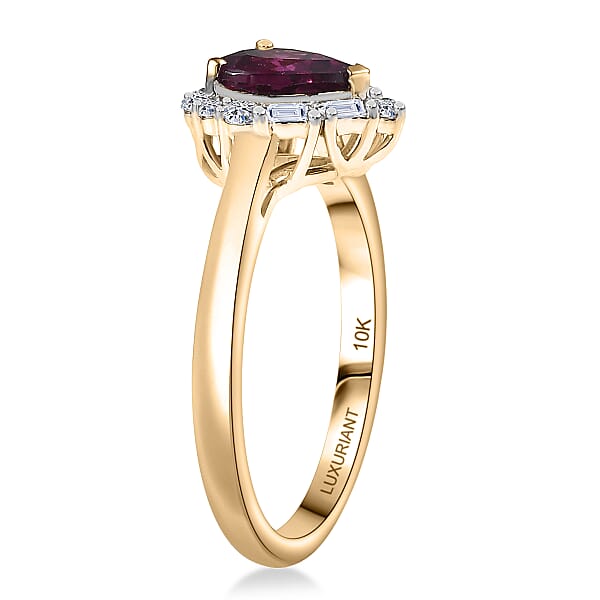 Certified & Appraised AAA Radiant Ember Garnet And Luxuriant Lab Grown Diamond G-H SI 1.53 Ctw Ring In 10K Yellow Gold