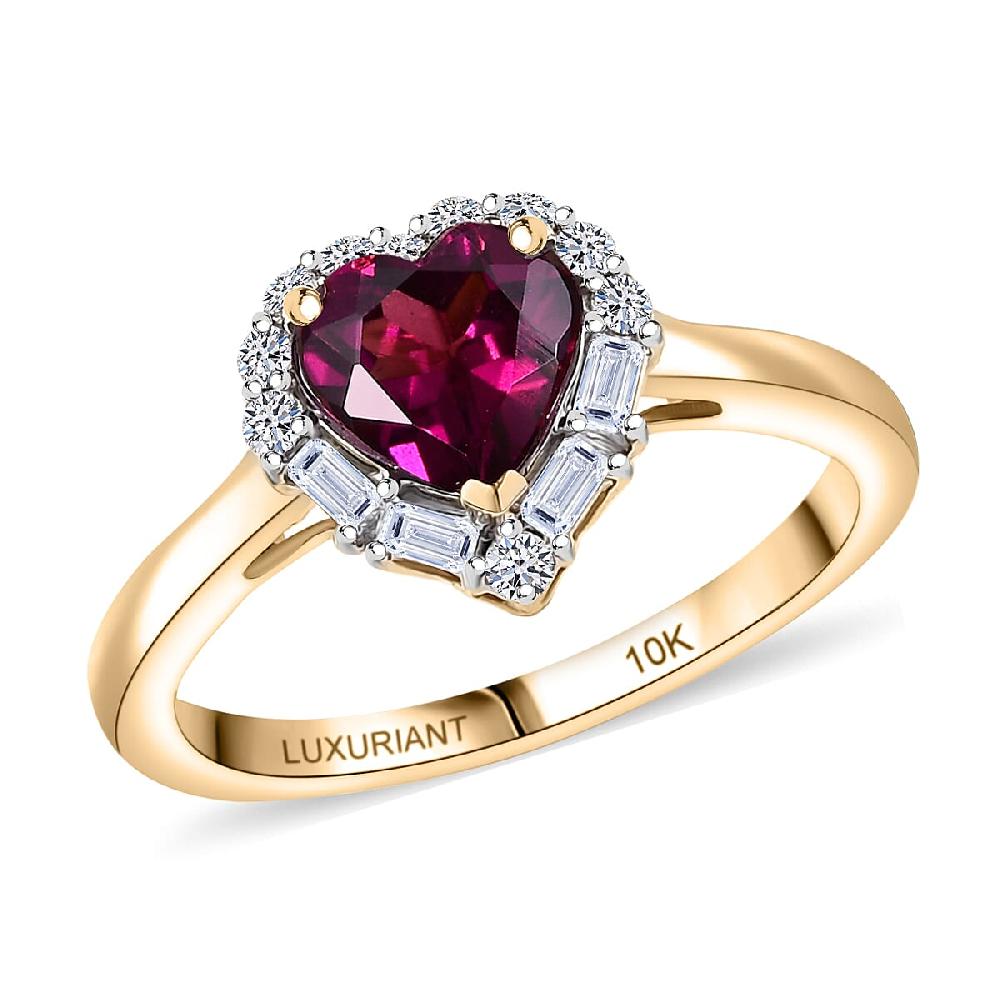 Certified & Appraised AAA Radiant Ember Garnet and Luxuriant Lab Grown Diamond G-H SI 1.53 ctw Ring in 10K Yellow Gold