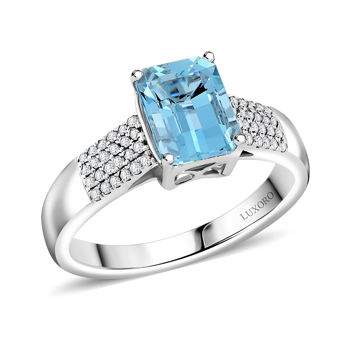 Certified & Appraised AAA Santa Maria Aquamarine and G-H I2 Diamond 1.75 ctw Ring in 14K White Gold 4.44 Grams