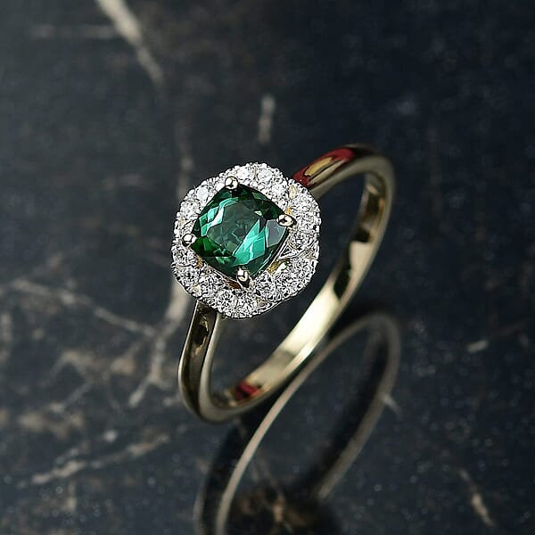 Certified & Appraised AAA Santa Rosa Tourmaline And Luxuriant Lab Grown Diamond G-H SI 1.00 Ctw Ring In 10K Yellow Gold