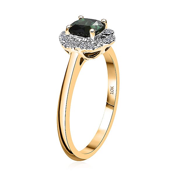 Certified & Appraised AAA Santa Rosa Tourmaline And Luxuriant Lab Grown Diamond G-H SI 1.00 Ctw Ring In 10K Yellow Gold