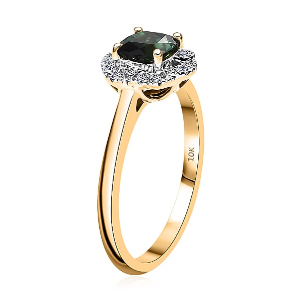 Certified & Appraised AAA Santa Rosa Tourmaline And Luxuriant Lab Grown Diamond G-H SI 1.00 Ctw Ring In 10K Yellow Gold
