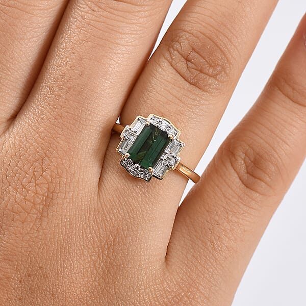 Certified & Appraised AAA Santa Rosa Tourmaline And Luxuriant Lab Grown Diamond G-H SI 1.80 Ctw Ring In 10K Yellow Gold