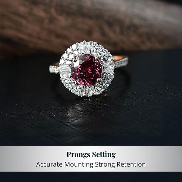 Certified & Appraised AAA Tanzanian Raspberry Garnet And Luxuriant Diamond G-H SI 3.50 Ctw Ring In 10K Rose Gold (Size 10.0)