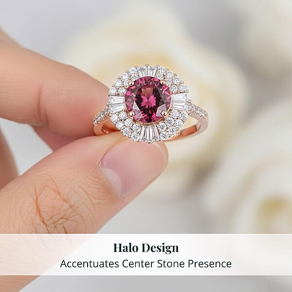 Certified & Appraised AAA Tanzanian Raspberry Garnet And Luxuriant Diamond G-H SI 3.50 Ctw Ring In 10K Rose Gold (Size 10.0)
